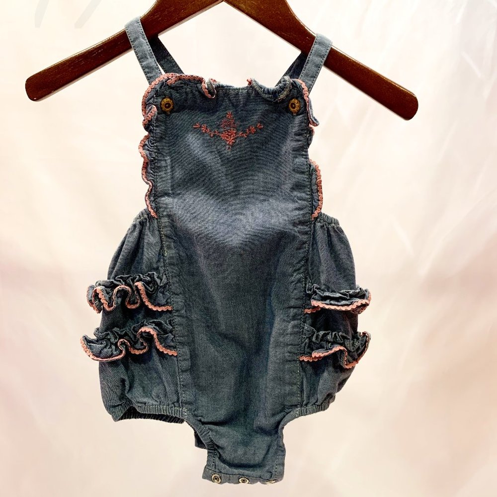 Ralph Lauren Blue Romper with Ruffles - Size 9M